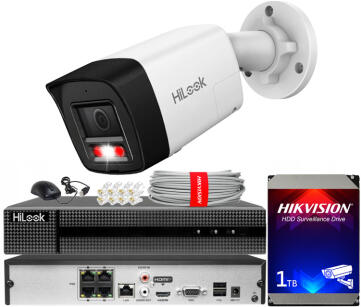 Zestaw do monitoringu IP 8Mpx 4K, 1 Kamera IPC-B180HA-LUF/SL Live Guard, PoE  - HiLook by Hikvision | IPC-B180HA-LUF/SL(x1) POE KIT