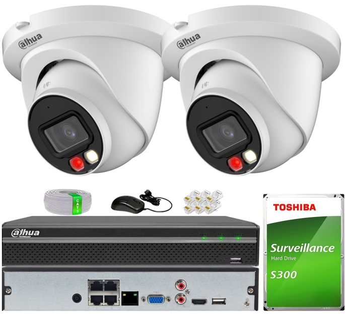 Zestaw do Monitoringu IP 8Mpx, 2 Kamery IPC-HDW2849TM-S-IL, Dual Light, PoE - DAHUA | IPC-HDW2849TM-S-IL(X2) POE KIT
