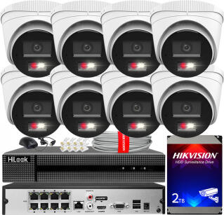 Zestaw do monitoringu IP 8Mpx 4K, 8 Kamer IPC-T280HA-LU PoE  - HiLook by Hikvision | IPC-T280HA-LU (x8) POE KIT