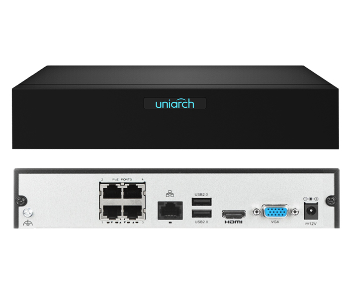 NVR-104S3-P4 - Rejestrator IP 4-kanałowy, PoE, do 6Mpx 4K, H.265, 1x HDD - Uniarch By Uniview | NVR-104S3-P4