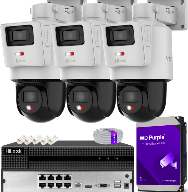 Zestaw do Monitoringu IP 2x 4Mpx, 3 Kamery TandemVu PTZ-N2D400M-DE/14, Smart Hybrid Light, PoE - HiLook by Hikvision | PTZ-N2D400M-DE/14(x3) POE KIT