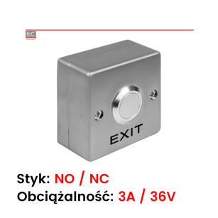 PW-53 - Przycisk wyjścia z napisem "EXIT" wykonany ze stali nierdzewnej - ALIQUAM