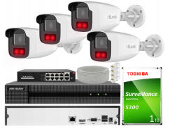 Zestaw do Monitoringu IP 2Mpx 4 Kamery IPCAM-B2-50IR, Rejestrator 8ch - HiLook by Hikvision | IPCAM-B2-50IR + HWN-2108MH