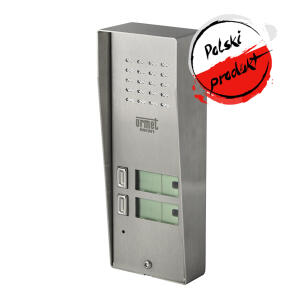 5025/2D - Kaseta zewnętrzna ze stali nierdzewnej z 2 przyciskami i daszkiem - szer. 56mm - Miwi-Urmet | 5903878053527