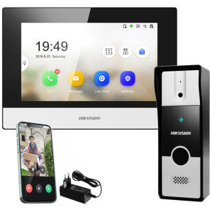 KIT-D4-PL302 - Wideodomofon 1-lokatorski, 7" LCD, WiFi - Hikvision | KIT-D4-PL302