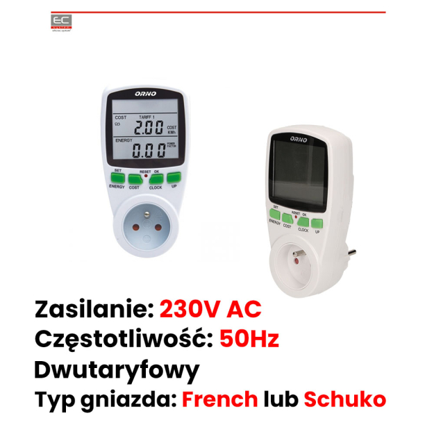OR-WAT-408 - Dwutaryfowy watomierz, kalkulator energii - ORNO