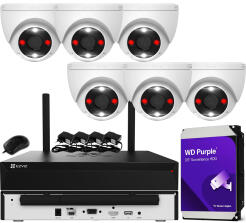 Zestaw Monitoringu WiFi 3Mpx, 6 Kamer Kopułkowych CS-H4 2K , Dual Light + Autotracking, Audio - EZVIZ | CS-H4 3Mpx (x6) WIFI KIT