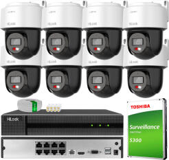 Zestaw do Monitoringu IP 4Mpx, 8 Kamer PTZ-N2C400M-DE Smart Hybrid Light, PoE - HiLook by Hikvision | PTZ-N2C400M-DE(x8) POE KIT