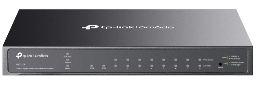 SG2210P - Gigabitowy przełącznik Omada Smart, 8 portów PoE+, 2 sloty SFP - TP Link | SG2210P