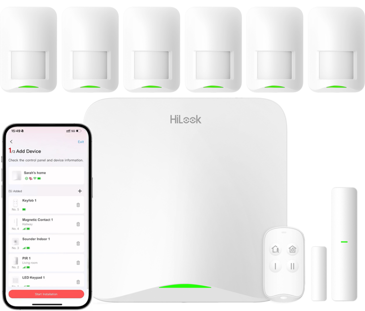 Bezprzewodowy zestaw alarmowy AX Home, 6x czujka PIR, WiFi, 4G/LTE - HiLook by Hikvision | AXHOME-KIT-6PIR