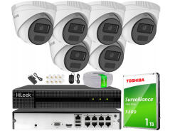 Zestaw do Monitoringu IP 4Mpx , 6 Kamer IP, Rejestrator 8ch PoE - HiLook by Hikvision | IPCAM-T4-P + NVR-8CH-4MP/8P