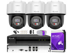 Zestaw do Monitoringu IP 4Mpx, 3 Kamery obrotowe PTZ-N4MP-P, Smart Hybrid Light, Rejestrator 4ch PoE - HiLook by Hikvision | PTZ-N4MP-P + NVR-4CH-4MP/4P