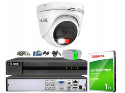 Zestaw do monitoringu TurboHD, 1 kamera zewnętrzna Hybrid Light 2Mpx, Rejestrator 4ch - HiLook by Hikvision | TVICAM-T2M-20DL + DVR-4CH-4MP