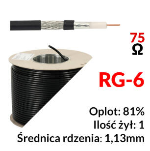 TRISET-113 PE - Przewód koncentryczny żelowany RG-6 75Ω klasa A 200m - Triset