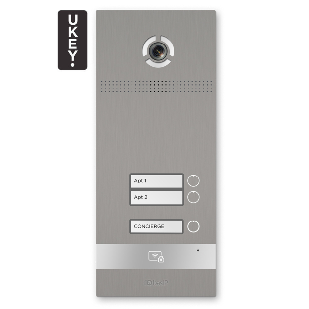 BI-02FB SILVER - Panel bramowy IP, 2-lokatorski, UKEY, SIP 2.0 - BasIP | 5060514913116