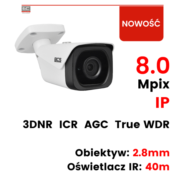 BCS-TIP4601AIR-IV - Kamera tubowa 6 Mpx, 2.8mm, True WDR, PoE, IP66 - BCS LINE