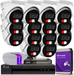 Zestaw do Monitoringu IP 6Mpx, 14 Kamer IPC-T260HA-LU Smart Hybrid Light, PoE - HiLook by Hikvision | IPC-T260HA-LU(x14) POE KIT