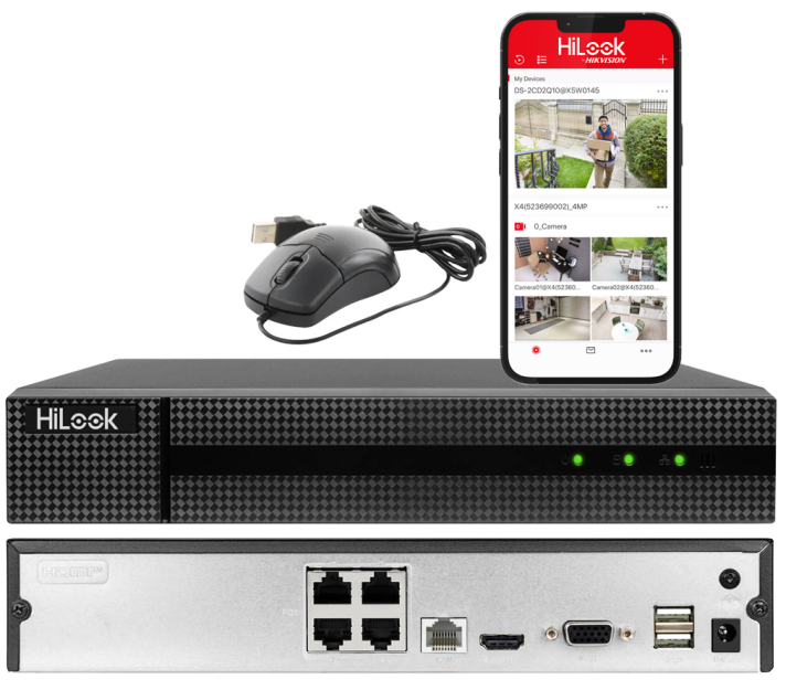 NVR-4CH-4MP/4P - Rejestrator IP 4-kanałowy, Switch 4x PoE, do 4Mpx, H.265 - Hilook by Hikvision | 303618773