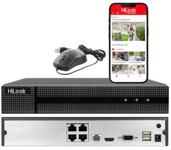 NVR-4CH-4MP/4P - Rejestrator IP 4-kanałowy, Switch 4x PoE, do 4Mpx, H.265 - Hilook by Hikvision | 303618773