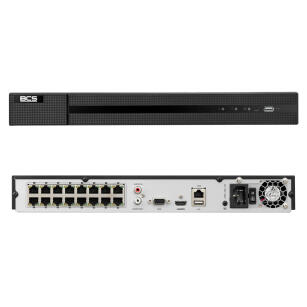 BCS-B-NVR1602-16P - Rejestrator IP PoE, 16-kanałowy do 8Mpx, 2x HDD - BCS Basic | BCS-B-NVR1602-16P