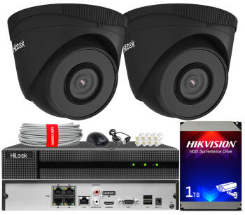 Zestaw do monitoringu IP 5Mpx, 2 Kamery IPC-T250H BLACK, PoE, IR30m - HiLook by Hikvision | IPC-T250H BLACK(x2) POE KIT