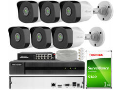 Zestaw do Monitoringu IP 2Mpx 6 Kamer IPCAM-B2, Rejestrator 8ch - HiLook by Hikvision | IPCAM-B2 + HWN-2108MH
