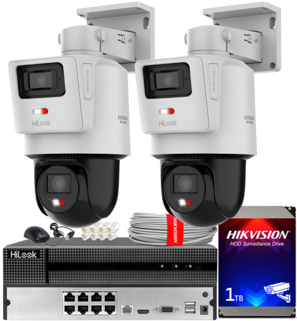 Zestaw do Monitoringu IP 2x 4Mpx, 2 Kamery TandemVu PTZ-N2D400M-DE/14, Smart Hybrid Light, PoE - HiLook by Hikvision | PTZ-N2D400M-DE/14(x2) POE KIT