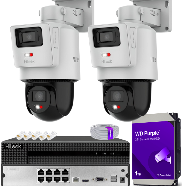 Zestaw do Monitoringu IP 2x 4Mpx, 2 Kamery TandemVu PTZ-N2D400M-DE/14, Smart Hybrid Light, PoE - HiLook by Hikvision | PTZ-N2D400M-DE/14(x2) POE KIT