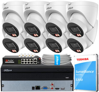 Zestaw do Monitoringu IP 12Mpx, 8 Kamer IPC-HDW21249T-S-IL-0280B, Dual Light, PoE - DAHUA | IPC-HDW21249T-S-IL-0280B(X8) POE KIT