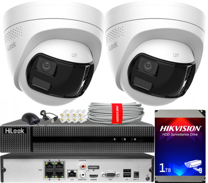 Zestaw do Monitoringu IP 6Mpx, 2 Kamery IPC-T260HAD-LUF/SL Smart Hybrid Light, MD2.0, Live Guard - HiLook by Hikvision | IPC-T260HAD-LUF/SL(x2) POE KIT