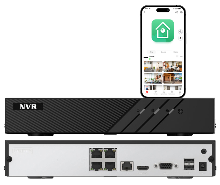 NVR-H104-Q1-4P - Rejestrator IP 4-kanałowy, 4x PoE, do 6MPx, 1x SATA, SMD - Neutral | NVR-H104-Q1-4P