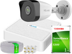 Zestaw do Monitoringu IP Full HD, 1 Kamera IPCAM-B2 IR30m, Rejestrator 4ch PoE - HiLook by Hikvision | 1x IPCAM-B2- + NVR-4CH-H/4P