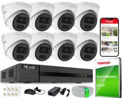 Zestaw do Monitoringu IP 4Mpx, 8 Kamer IPC-T241H-C, PoE, IR20m, IP67 - HiLook by Hikvision | IPC-T241H-C(x8) POE KIT
