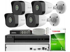 Zestaw do Monitoringu IP 2Mpx 4 Kamery IPCAM-B2, Rejestrator 8ch - HiLook by Hikvision | IPCAM-B2 + HWN-2108MH