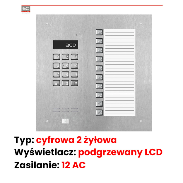 INSPIRO 18S+ - Centrala Slave, zamek szyfrowy, duża lista opisowa, 10 przycisków - ACO | INSPIRO 18S+