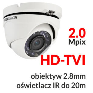 DS-2CE56D1T-IRM - Kamera kopułkowa 2.0 Mpix HD-TVI 2.8mm IR 20m - HIKVISION | DS-2CE56D1T-IRM
