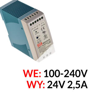MDR-60-24 - Zasilacz 24V DC / 2,5A na szynę DIN - Mean Well | MDR-60-24
