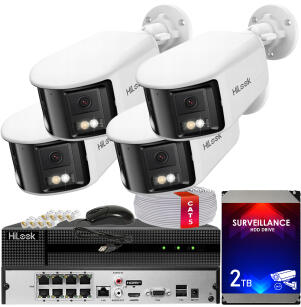 Zestaw do Monitoringu IP 8Mpx, 4 Kamery IPC-B480HAD-LUF/SL Smart Hybrid Light, MD2.0, Live Guard - HiLook by Hikvision | IPC-B480HAD-LUF/SL(x4) POE KIT