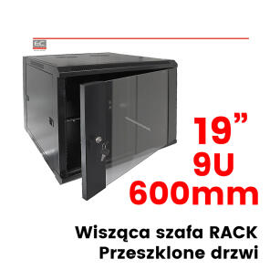 Szafa RACK wisząca, 19" 9U 600mm | 19" 9U 600mm czarna