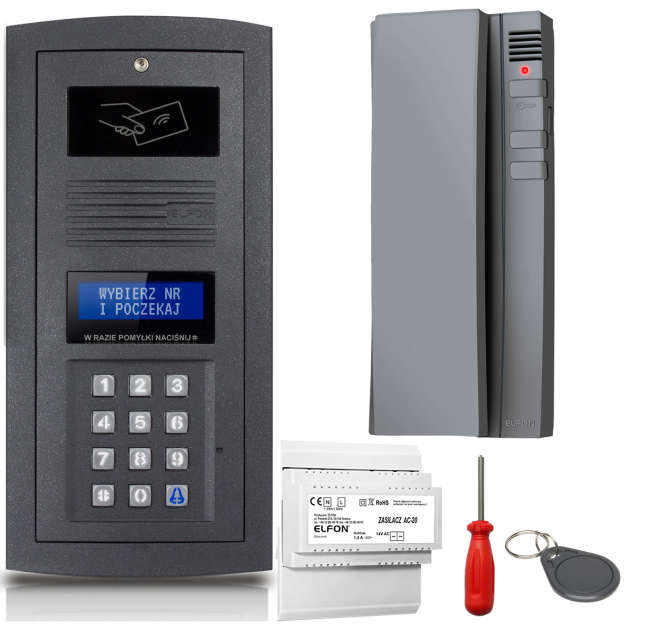 Zestaw domofonowy Elfon OPTIMA OP-255R-G + 1x Unifon OP-U7-S - ELFON | OP-255R-G + 1x OP-U7-S