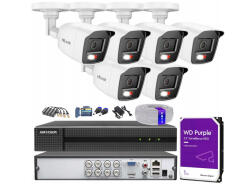 Zestaw do monitoringu TurboHD, 6 kamer Hybrid Light 5Mpx, rejestrator 8ch - HiLook by Hikvision | TVICAM-B5M-20DL + DVR-8CH-5MP