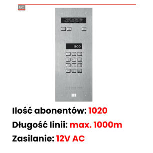 INSPIRO 3+ - Centrala Master, 1020 lokali, elektroniczny spis lokatorów, stal nierdzewna - ACO | INSPIRO 3+