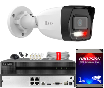Zestaw do Monitoringu IP 4Mpx, 1 Kamera IPC-B140HA-LU Smart Hybrid Light, PoE - HiLook by Hikvision | IPC-B140HA-LU(x1) POE KIT