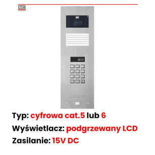INSPIRO 11S+ - Centrala Slave, zamek szyfrowy, lista lokatorów, kamera kolorowa 2.8mm, 1020 lokali - ACO | INSPIRO 11S+