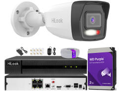 Zestaw do Monitoringu IP 6Mpx  Kamera IPCAM-B6-30DL, Hybrid Light, Rejestrator 4ch z PoE, MD 2.0 - HiLook by Hikvision | IPCAM-B6-30DL + NVR-4CH-5MP/4P