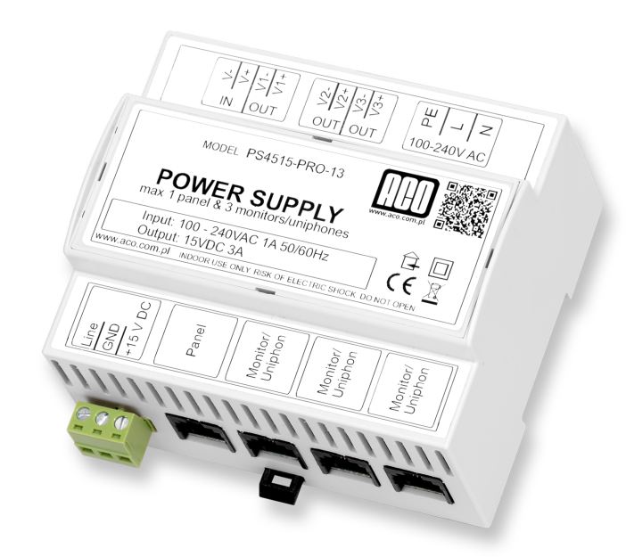 PS45-15-PRO-13 - Familio PRO zasilacz video DIN 15VDC, 3A - ACO | PS45-15-PRO-13