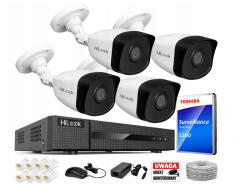 Zestaw do Monitoringu IP 5Mpx 4 Kamery IPCAM-B5 - HiLook by Hikvision | IPCAM-B5 + NVR-4CH-5MP/4P