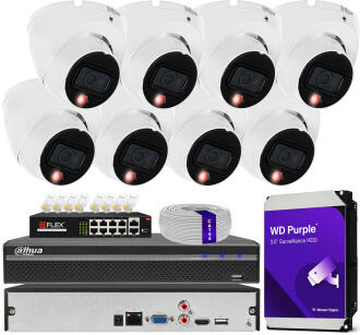 Zestaw do Monitoringu IP 8Mpx, 8 Kamer IPC-HDW1839T-A-IL, Dual Light, PoE - DAHUA | IPC-HDW1839T-A-IL(X8) POE KIT