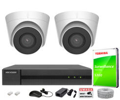 Zestaw do monitoringu IP 2 kamery 4Mpx, NVR 4x PoE, Dysk 1TB - Hikvision Hiwatch | 5904035370143