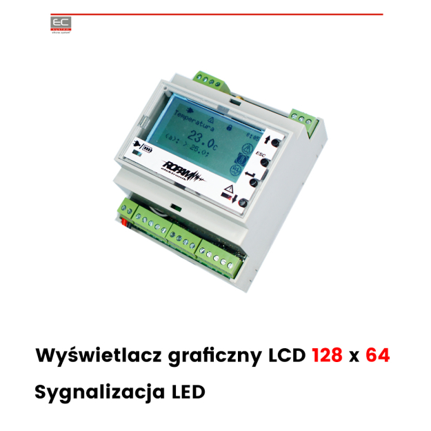 LCD-HMI-D4M - Panel LCD-HMI w obudowie na szynę DIN - ROPAM | LCD-HMI-D4M